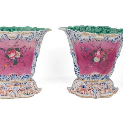 Pair of Hand Painted Porcelain Spill Vases