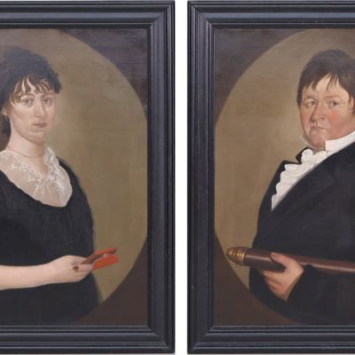 William Jennys, 1774-1859, Pair of Portraits of a Sea Captain and His Wife, Oil on Canvas