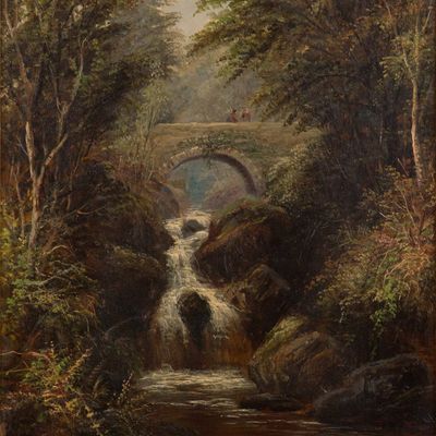 Joseph Mellor, Old Bridge Rydal Falls, Westmoreland, Oil on Canvas