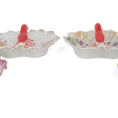 Four Porcelain Divided Lobster Bowls