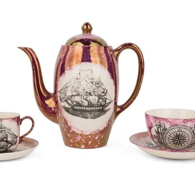 Grays Pottery Pink Lusterware Flying Cloud Tea Service