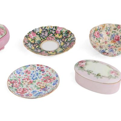 Group of Assorted Floral Decorated Table Articles