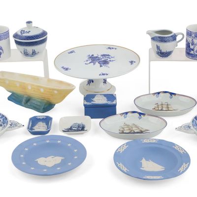 Group of Blue and White Porcelain Table Articles