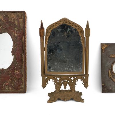 Gothic Revival Gilt-Metal Vanity Mirror
