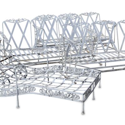 Three White Painted Cast-Aluminum Outdoor Gliders