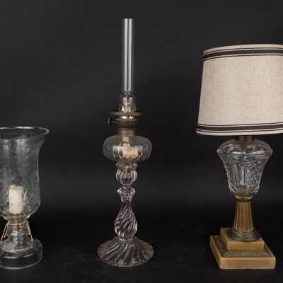 Three Colorless Glass Fluid Lamps