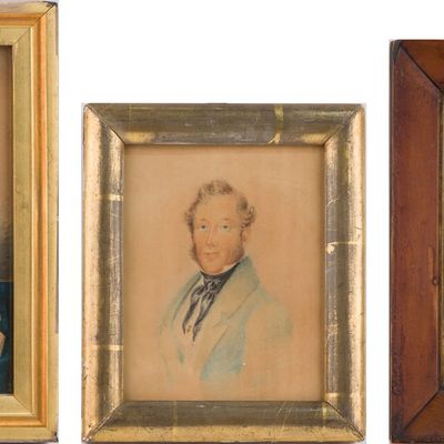 Three Portraits of Gentlemen, Mixed Media on Paper