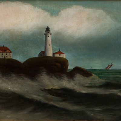 T. Bailey, Portland Headlight, Oil on Board