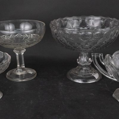 Six Colorless Glass Compotes