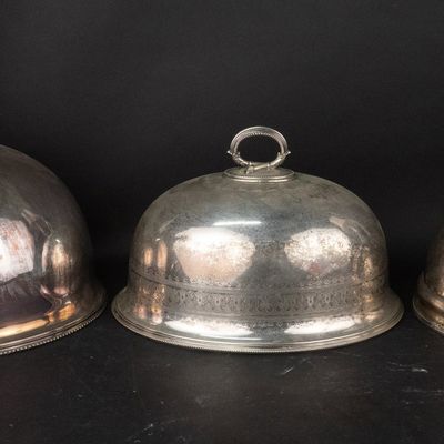 Three Antique Meat Domes