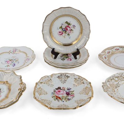 Ten Floral Decorated Porcelain Plates