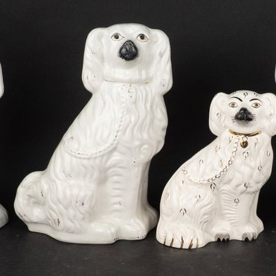 Four Staffordshire White Spaniels