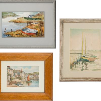 T.H. Victor, 1894-1980, Harbour Cottages Mousehole, Watercolor on Paper