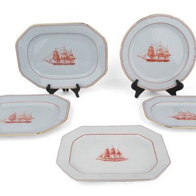 Four Spode Trade Winds Serving Trays