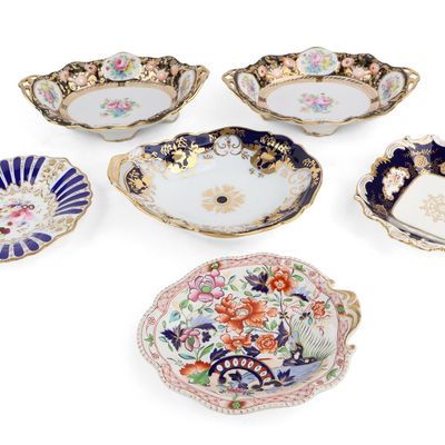 Six Gilt and Cobalt Serving Dishes
