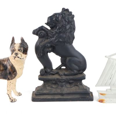 Three Painted Cast Iron Doorstops