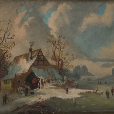 Winter Scene, Oil on Board