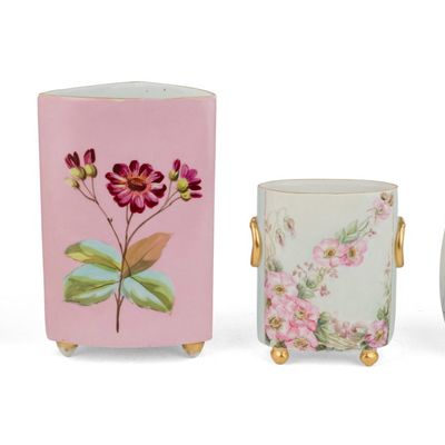 Four Floral Decorated Porcelain Vases