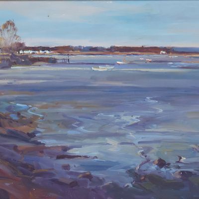 George Carpenter, American 1928-2006, Ogunquit Harbor, Oil on Masonite