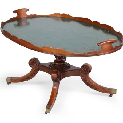 Victorian Mahogany Leather-Inset Tray Top Table