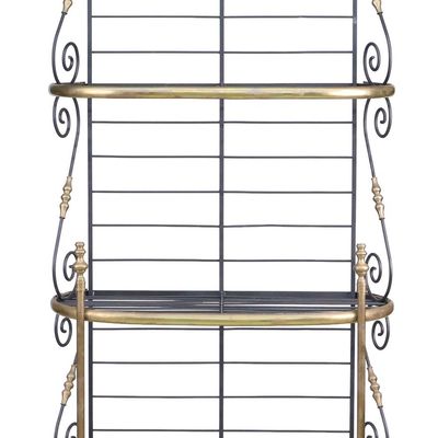 French Brass and Black Painted Metal Baker's Rack