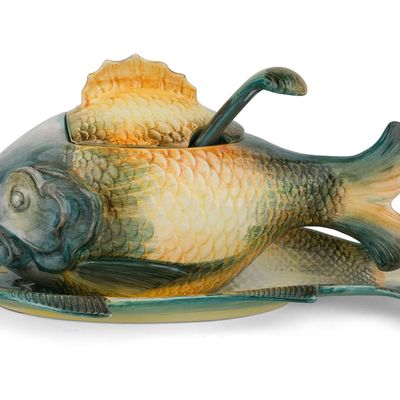 Majolica Fish Tureen and Matching Underplate