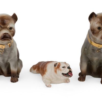 Pair of Glazed Ceramic Bulldogs