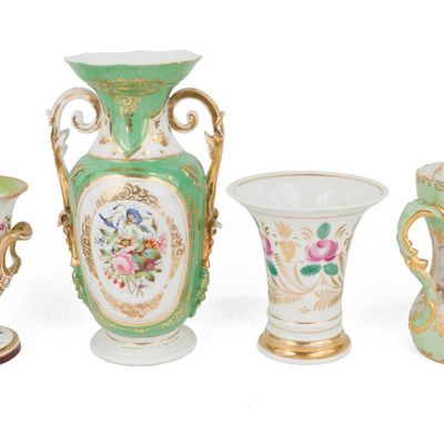 Six Floral Decorated Porcelain Vases