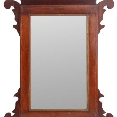 Chippendale Style Inlaid Mahogany Pier Mirror