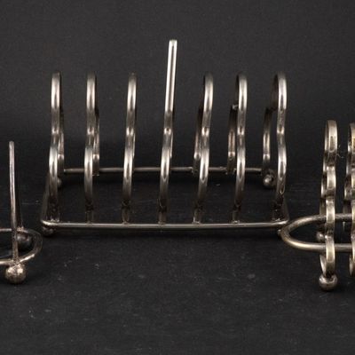 Three Antique Silver Plated Toast Racks