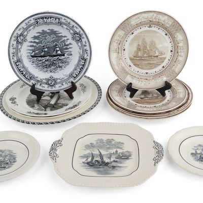Group of Nautical Themed Transferware Plates