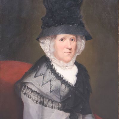 Portrait of Elderly Lady with Large Hat, Oil on Canvas