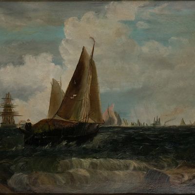 Armada of Sailing Ships, Oil on Panel