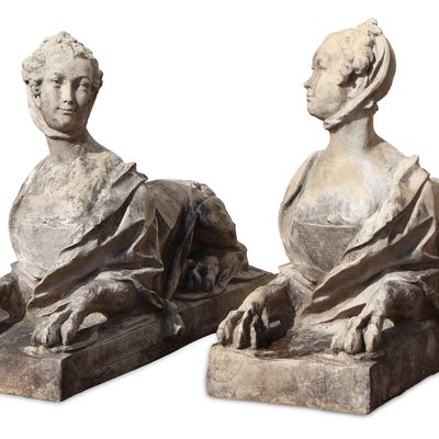 Pair of Cast Resin Sphinxes