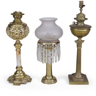 Three Brass Fluid Lamps