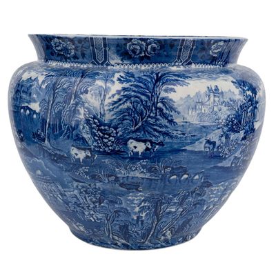 Cauldon Blue Transferware Jardiniere