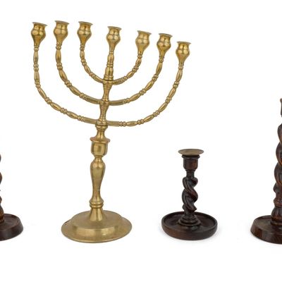 Three Oak Barley Twist Candlesticks