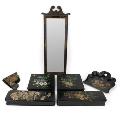 Four Victorian Painted Lacquer Boxes