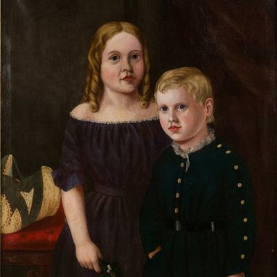 Double Portrait of Children, Oil on Canvas