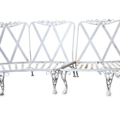Five Piece White Painted Cast-Aluminum Sectional