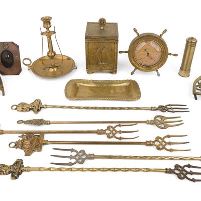 Group of Brass Nautical Themed Table Articles