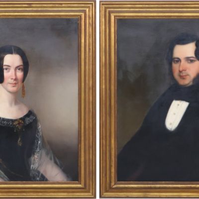 Pair of Portraits of a Husband and Wife, Oil on Canvas