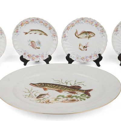 Seven Limoges Austria Fish Plates