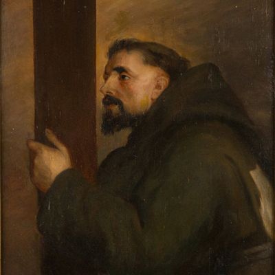 After Anthony van Dyck, Flemish/British 1599-1641, St. Francis of Assisi, Oil on Board