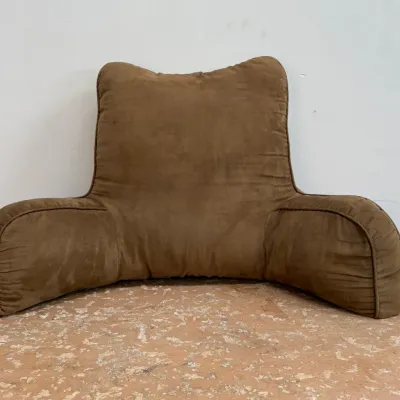 Sale Photo Thumbnail #154: Brown microfiber bed rest pillow with arm supports, showing light wear.