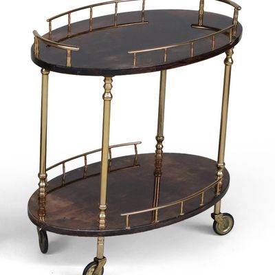 Sale Photo Thumbnail #65: Aldo Tura Goatskin and Brass Diminutive Bar Cart