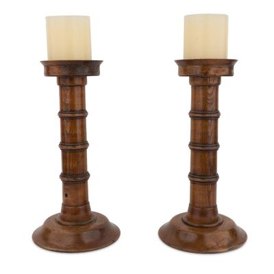 Sale Photo Thumbnail #86: Pair of Oak Pricket Sticks