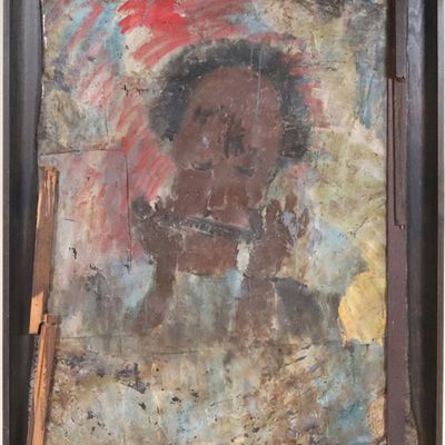 Sale Photo Thumbnail #186: Purvis Young, American 1943-2010, Untitled, Oil on Paper