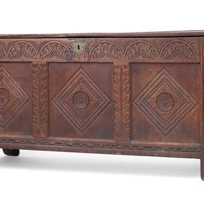 Sale Photo Thumbnail #277: Elizabethan Carved Oak Blanket Chest