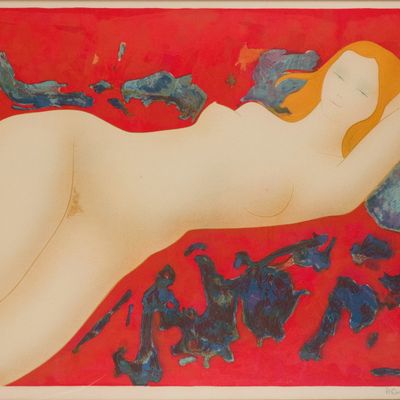Sale Photo Thumbnail #119: Alain Piere Bonnefoit, French 1937, Reverie, Lithograph